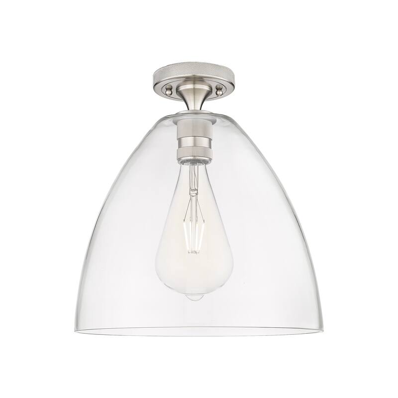 Innovations Lighting Downtown Urban - Crown Point - 1 Light 12" Bristol Flush Mount - Clear/Satin Nickel