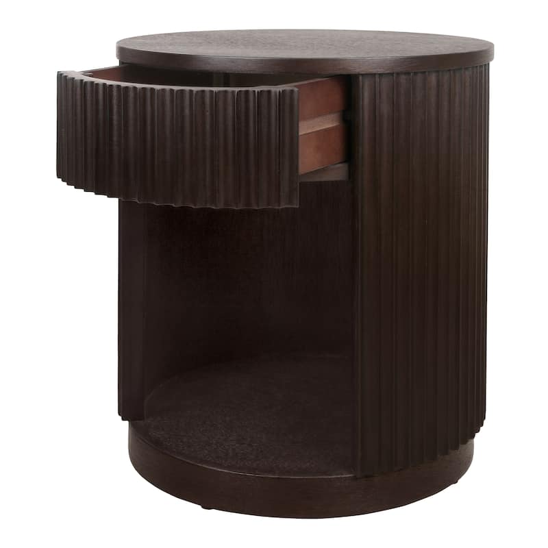 NPD Furniture Truro Fluted Nightstand with 1 Drawer and Open Shelf