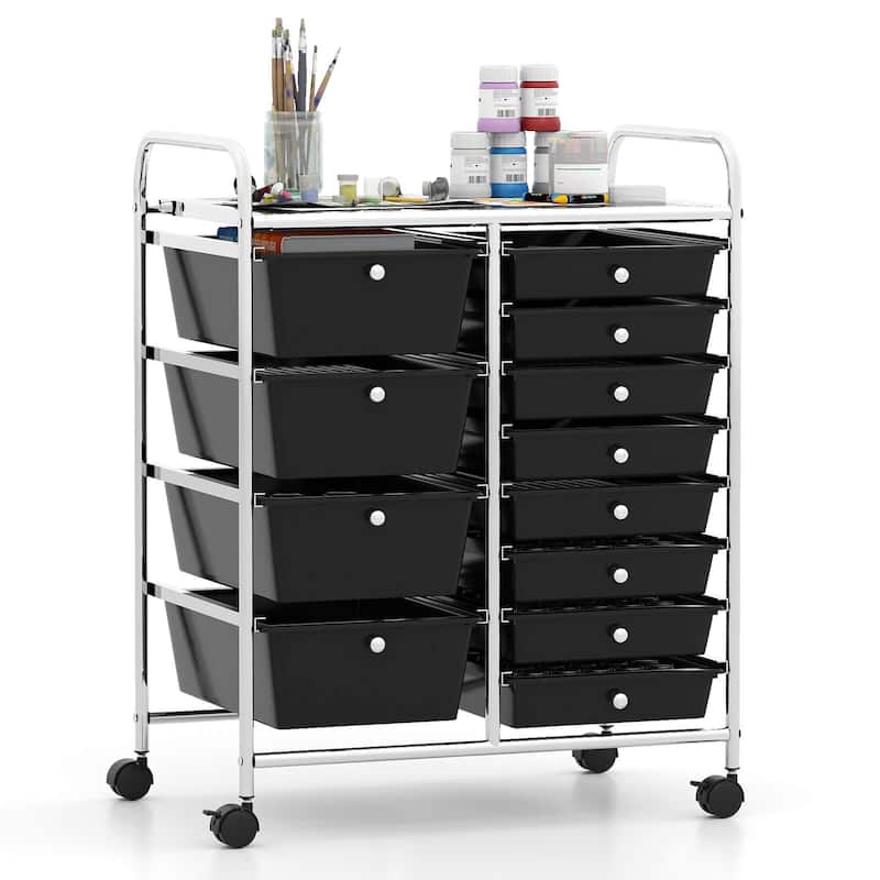 Costway 15 Drawer Rolling Storage Cart Tools Scrapbook Paper Office - See Details