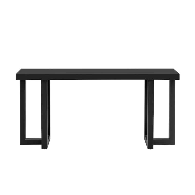 63 Inch Geometric Design MDF Console Table with Solid Pine Legs for Entryway