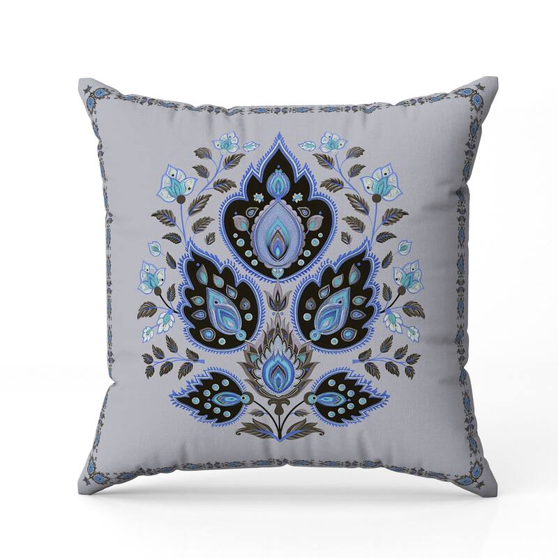 Vintage Verve Faux Suede Reversible Throw Pillow Teal and Black