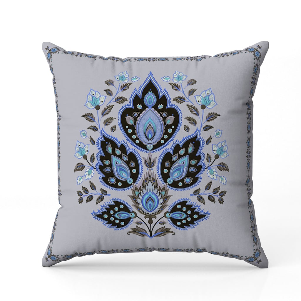 Vintage Verve Faux Suede Reversible Throw Pillow Teal and Black