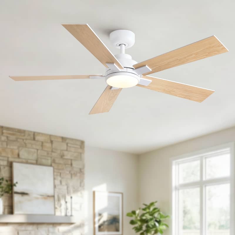 Cusp Barn 52" Modern Ceiling Fan with Light and Remote, LED Integrated Dimmable Reversible DC Motor Ceiling Fan for Living Room