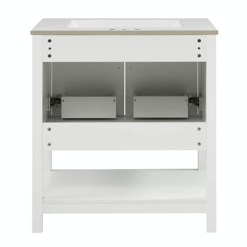 30-Inch Bathroom Vanity with Ceramic Sink and Versatile Storage