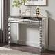 preview thumbnail 3 of 5, Silver Mirrored Console Table with Curved Mirror Front & 2 Drawers, Modern Dressing Table for Hallway & Living Room