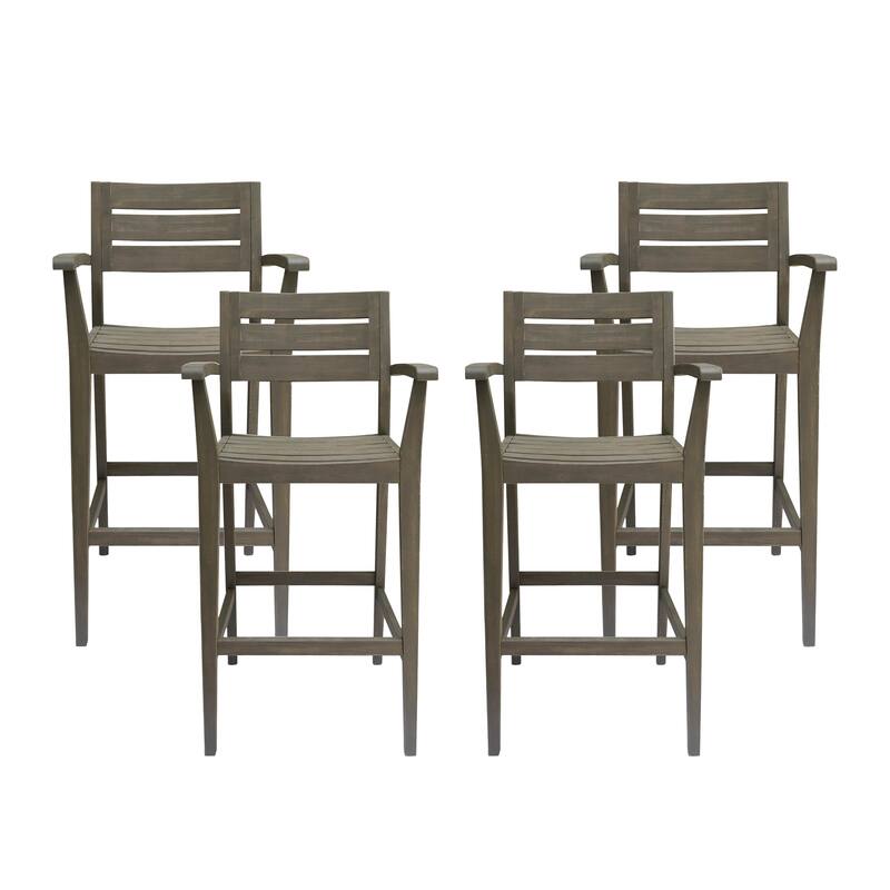 Stamford Outdoor Acacia Barstool (Set of 4) by Christopher Knight Home