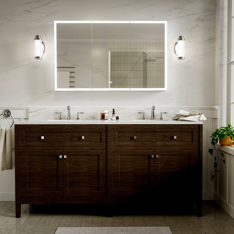 Modland 36"-48"W x 30"H LED Bathroom Medicine Cabinet Dimmable Anti-Fog,Recessed or Surface Mount