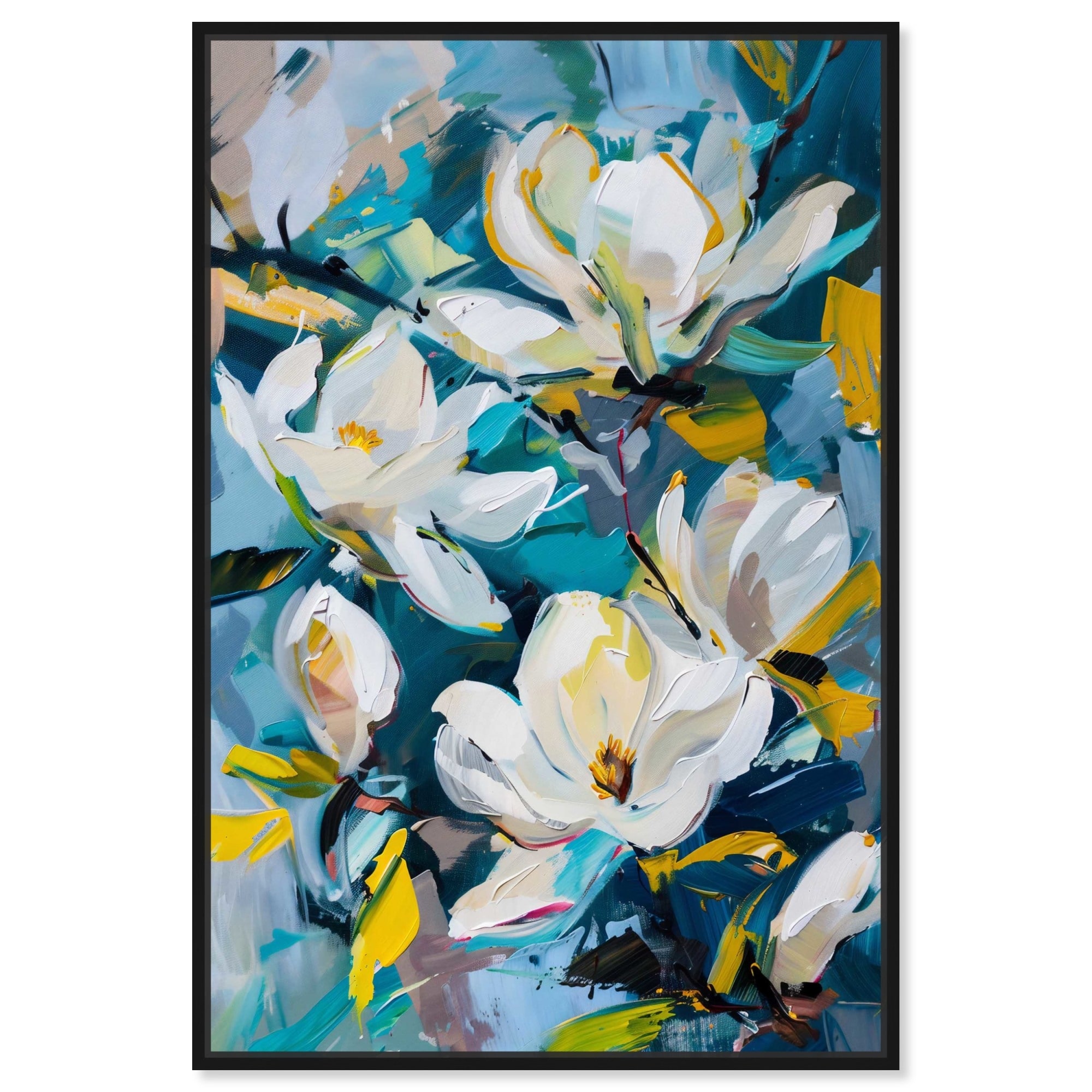 Flowers In Serenity Canvas Blue Floral Abstract Wall Art by Art Remedy