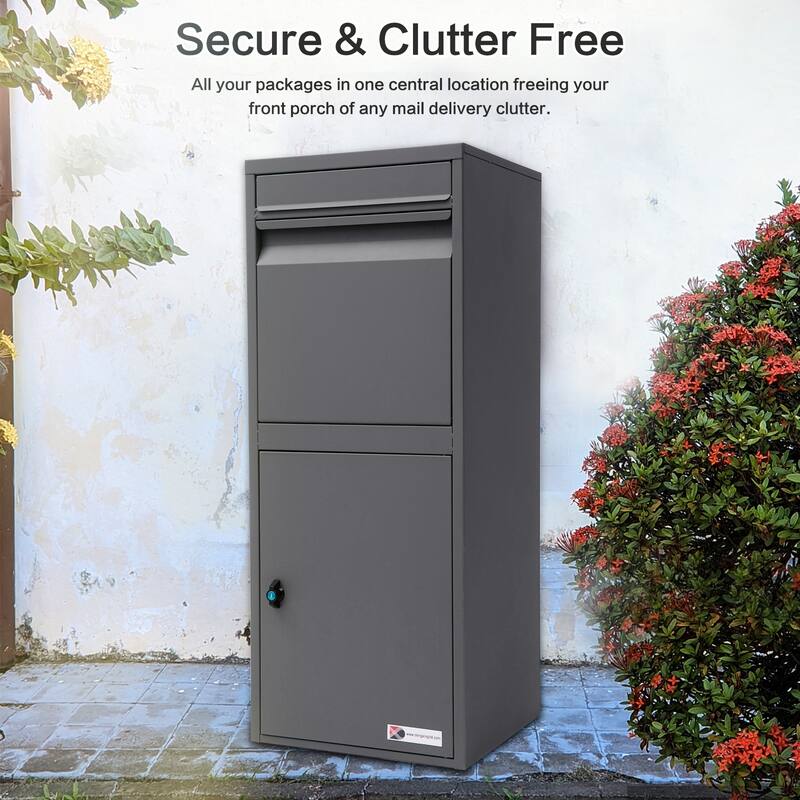 Package Delivery Box, Parcel Mailbox with Secure Storage Compartment, for Outdoor Porch, Curbside,gray - 40.2*16.8*15.2