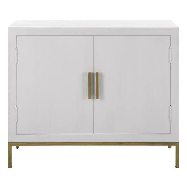 slide 2 of 11, Uttermost Front Range White 2 Door Cabinet - 40.25"W x 34"H x 13"D