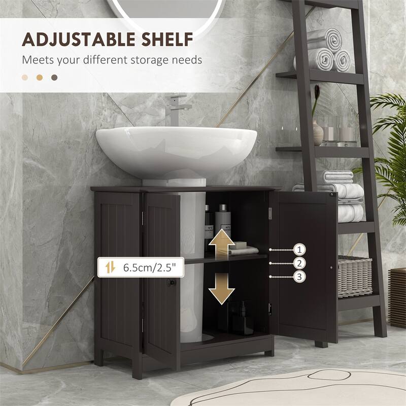 Contemporary Coffee Bathroom Vanity Cabinet with Open Back Design and Adjustable Storage Shelf - 23.5" L x 11.75" W x 23.5" H