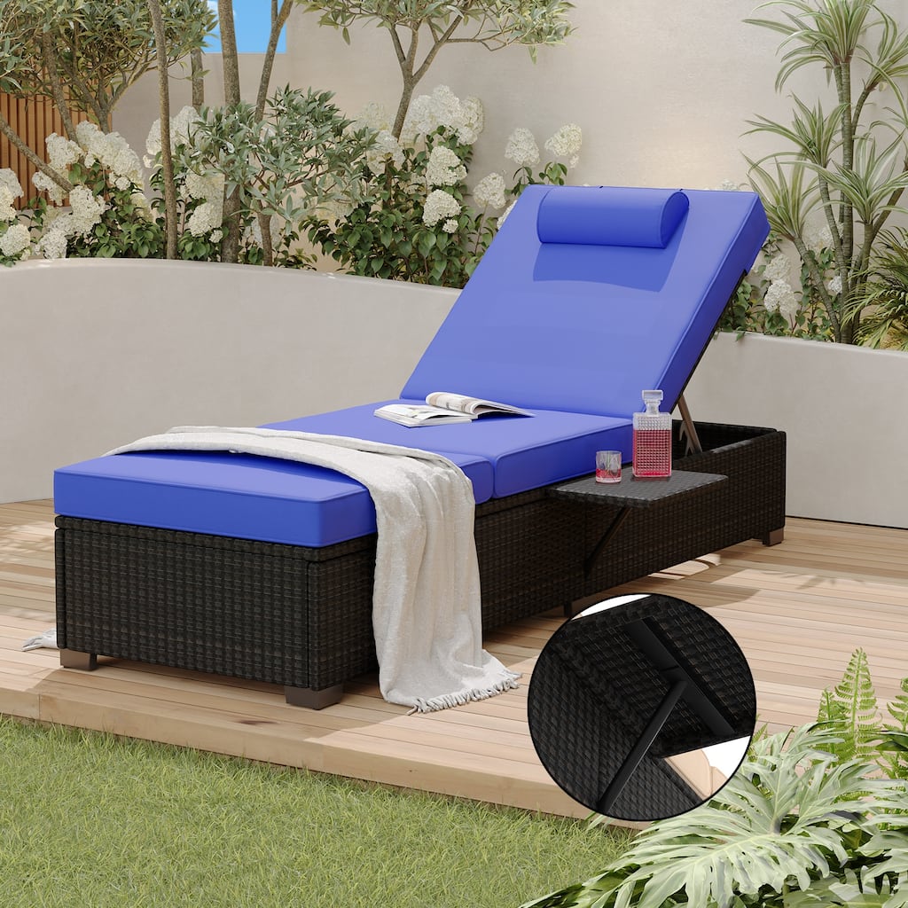 Patio Lounge Chairs By Outdoor PE Wicker Chaise Lounge Set of 2