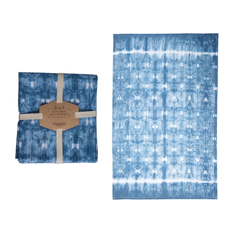 Transpac Cotton 27 in. Multicolor Spring Shibori Dish Towels Set of 3
