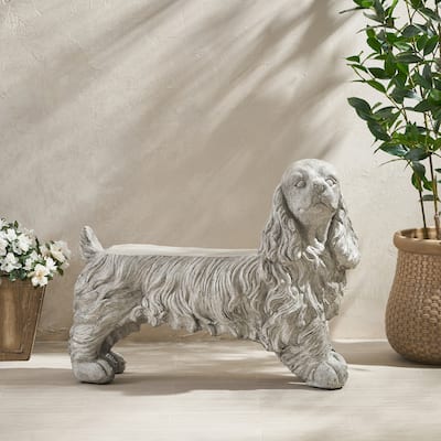 Roomfitters Cocker Spaniel Dog Statue, Decorative Animal Sculpture for Garden or Home, Gray