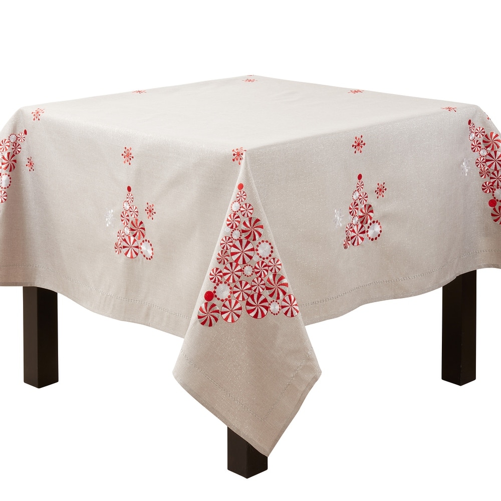 Peppermint Design Christmas Tree Tablecloth