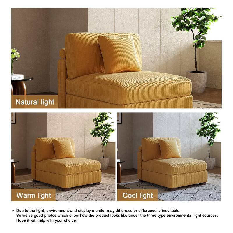 Modern Modular Sectional Sofa Corduroy Chaise Lounges