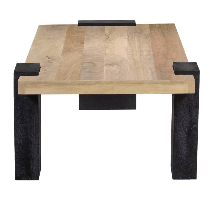 Bonne Coffee Table, 60 Inch Wide Rectangular Top, Handcrafted White Oak and Sandblasted Black