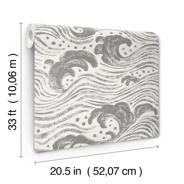 A-Street Prints Swell Charcoal Ocean Wave Wallpaper