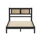 preview thumbnail 36 of 46, Queen Wooden Platform Bed Set with Rattan Headboard and Matching Nightstands