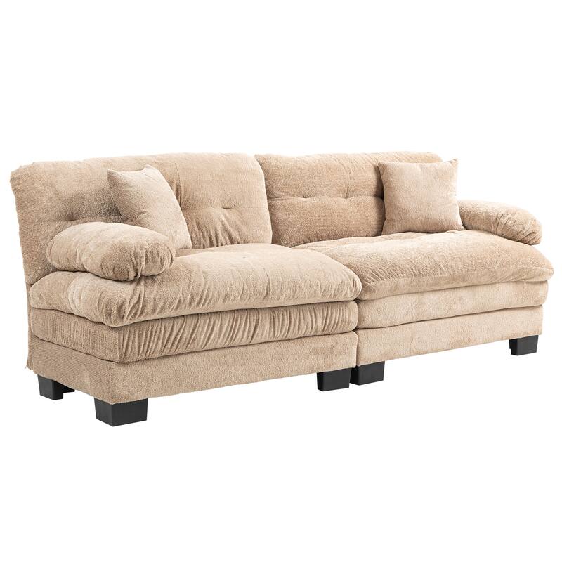 84" Upholstered 3-Seater Sofa with Memory Foam & Comfort Pillows