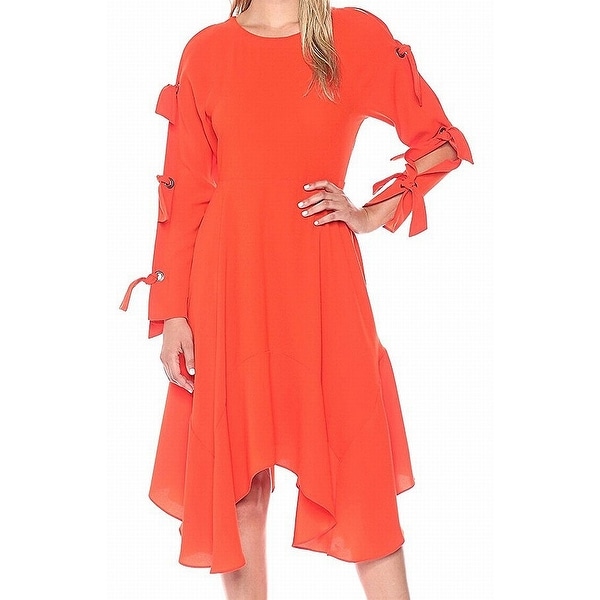 BCBG Maxazria Womens Tie-Sleeve Woven Sheath Dress