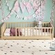 preview thumbnail 12 of 32, Sturdy Structure Floor Twin size Platform Bed with Built-in Book Storage Rack Natural