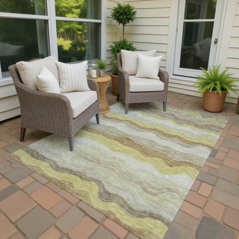 Machine Washable Indoor/ Outdoor Ombre Stripes Chantille Rug - Wheat - 2'6" x 3'10"