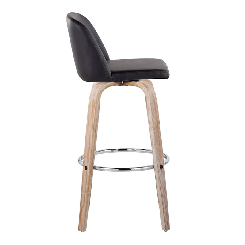 The Gray Barn Vallberga 30" Fixed-Height Bar Stool with White Washed Wood Base (Set of 2)