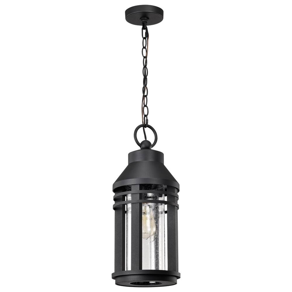 Wilton 1 Light Hanging Lantern Matte Black with Clear Seeded Glass