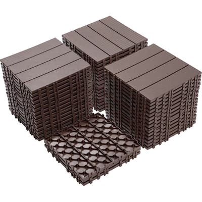 Plastic Interlocking Deck Tiles, 12.00"x12.00"(Pack of 44), Patio Flooring Outdoor Waterproof All Weather Use