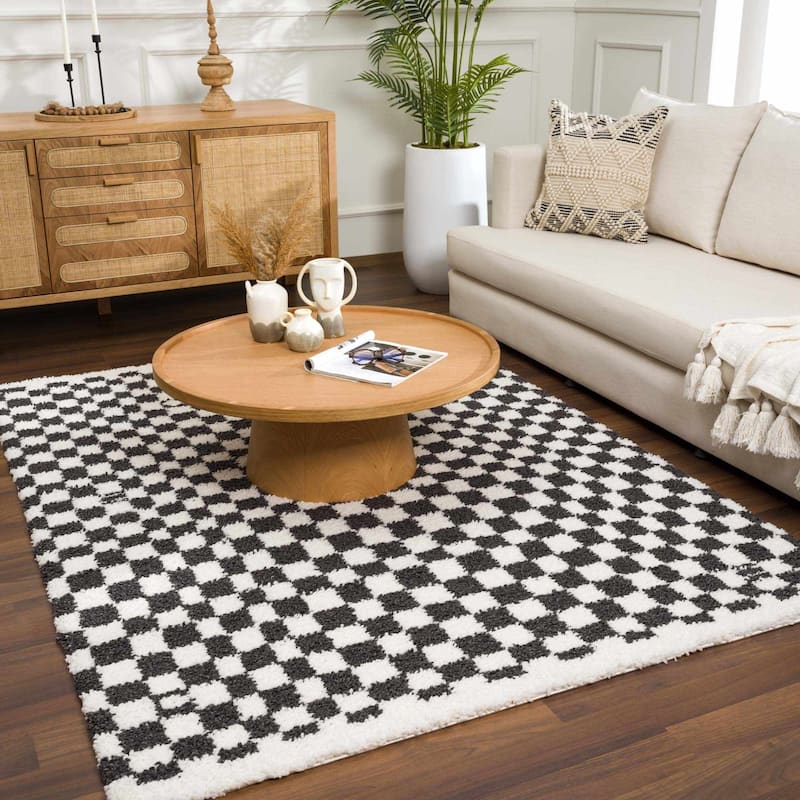 Hauteloom Kieu Hallway, Kitchen Runner Rug - Plush Pile - Driftwood, Black White, Silverton - 2'7" x 7'3"
