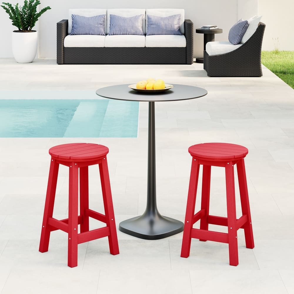 Laguna Hdpe All Weather Outdoor Patio 24" Round Counter Stool (Set Of 2)