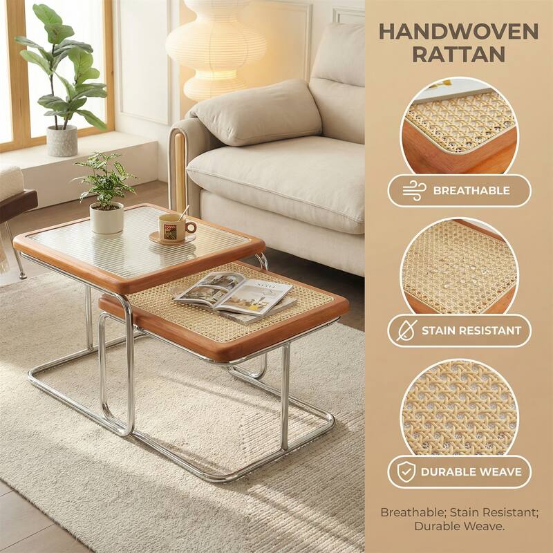 Modern Versatile Indoor/Outdoor Coffee Table with Solid Wood Frame