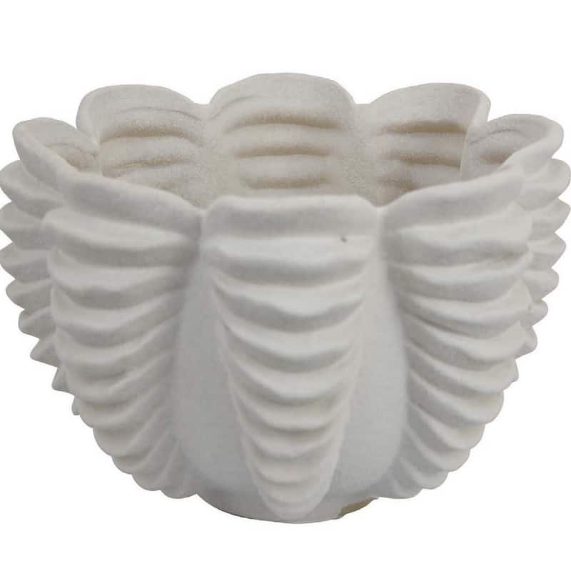 Coral Accent Vase, White Ceramic Finish, Coastal Design, 10 Inch