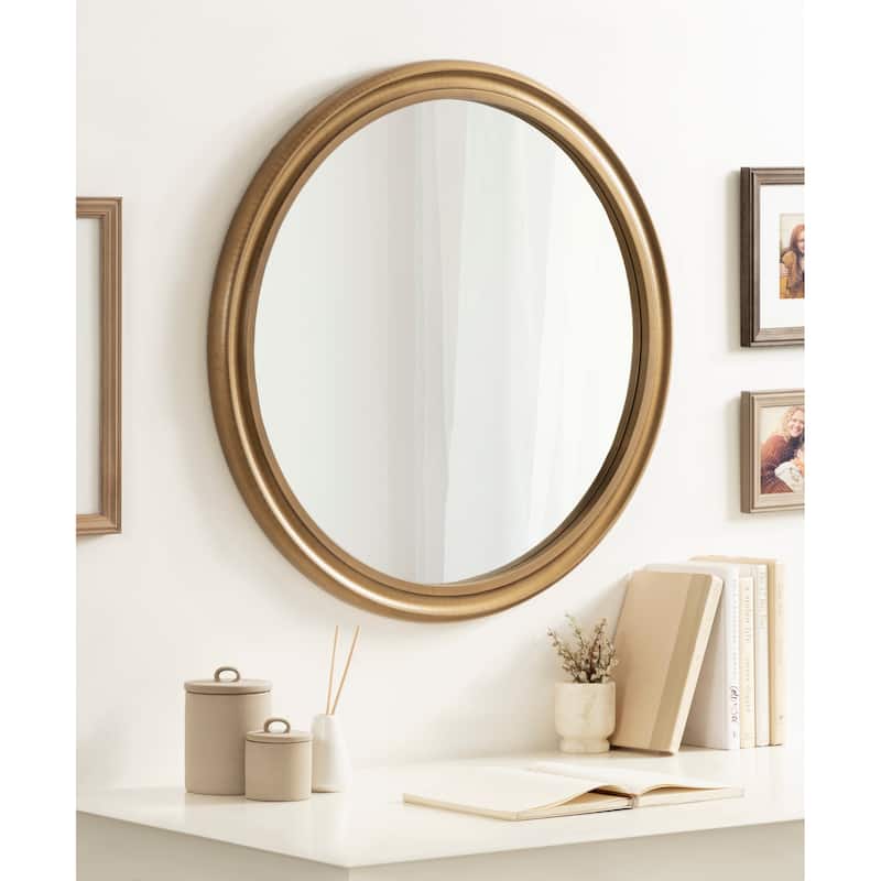 Kate and Laurel Mansell Wood Framed Wall Mirror - 28" Diameter