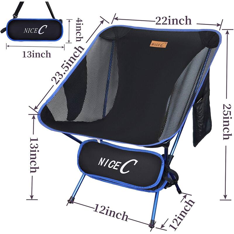 Ultralight Portable Folding Camping Backpacking Chair Compact & Heavy Duty Outdoor, Camping, with 2 Storage Bags&Carry Bag