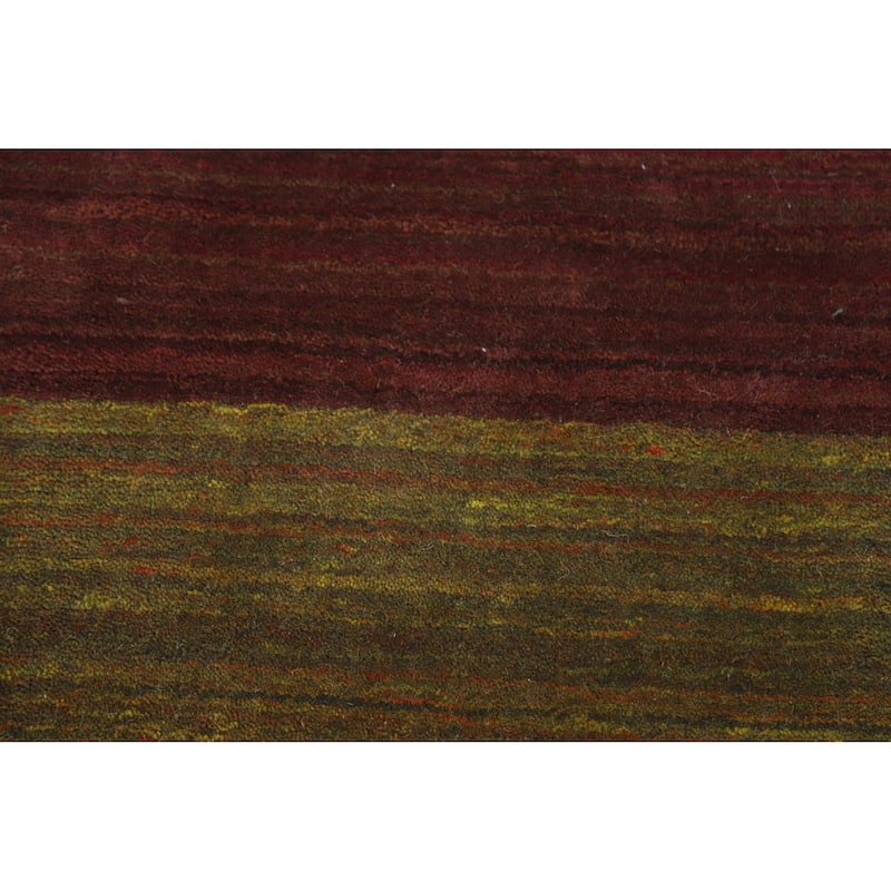 Striped Gabbeh Indian Runner Rug Hand-Knotted Wool Carpet - 3'0" x 10'2"