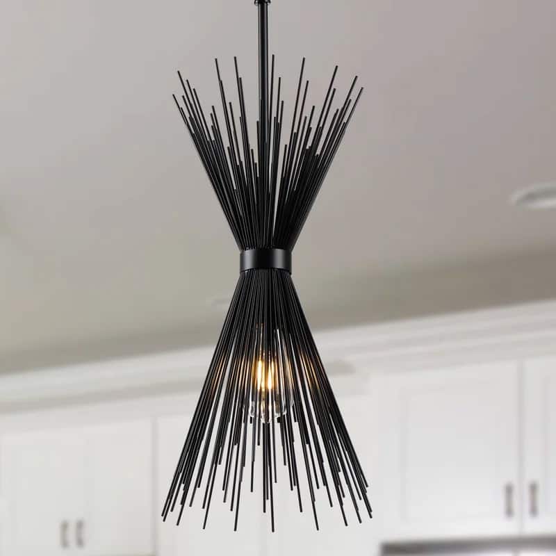 1 Light Sleek Metal Radiating Quills Pendant Lamp Spike Small Chandelier