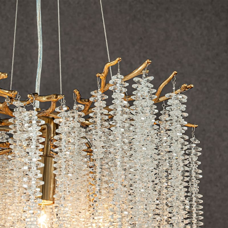CraftHome Modern Glam Crystal Chandelier Branch Style Pendant Ceiling Light for Dining Room Bedroom Living Room Entryway