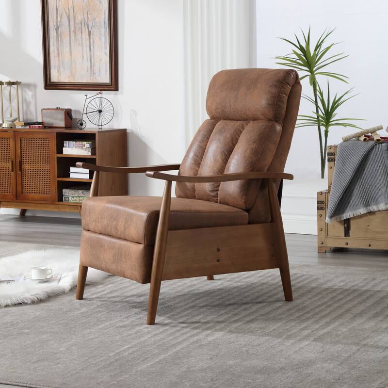 Coffee 26.38" Adjustable Chaise Lounge Chair