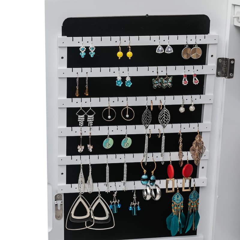 4-Layer Shelf, 2/6 Drawers, 8 Blue LED Lights, Jewelry Storage Mirror Cabinet