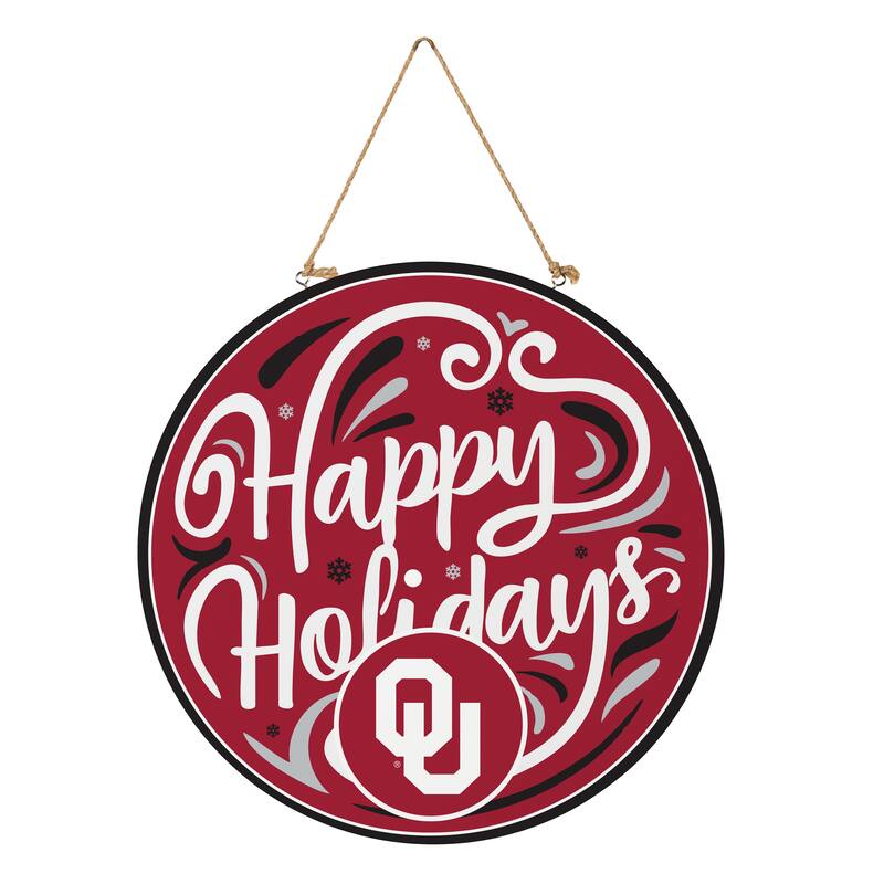 University of Oklahoma 18" x 18" Happy Holidays Door Décor Wall Sign - 18" x 18"