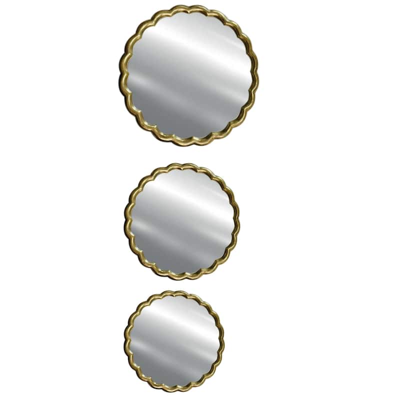 Medium Curved Frame Round Wall Mirror - 26.5” - Brass Finish