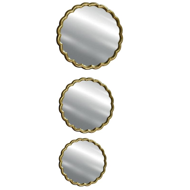 Small Curved Frame Round Wall Mirror - 19.75” - Brass Finish