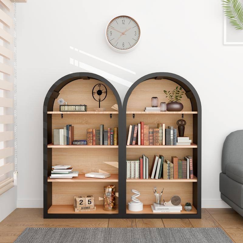 43" Tall Arched Bookcase with Storage Shelves