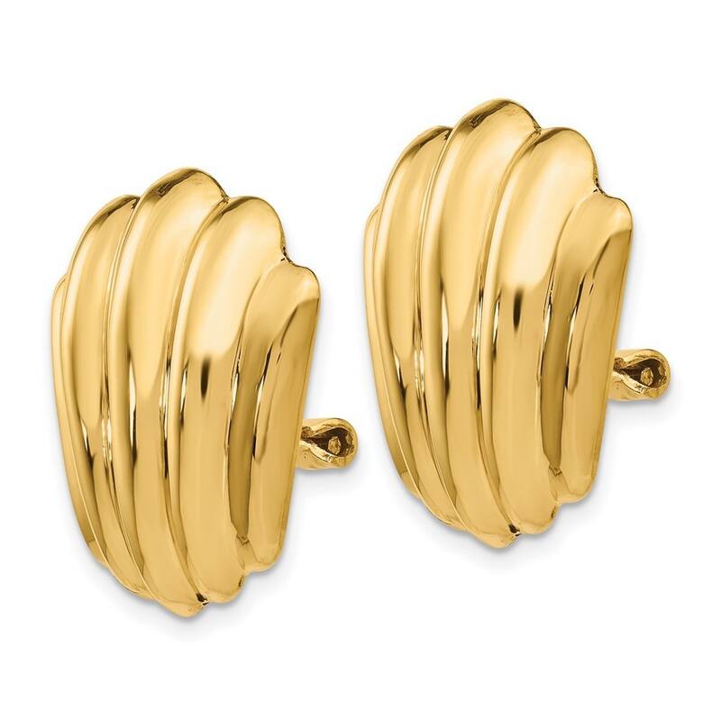 Curata 14k Yellow Gold Polished Non Pierced Fancy Earrings - 23x20mm