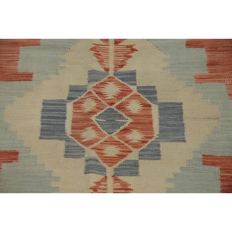 Hand Woven Southwestern Wool Beige Geometric Area Rug - 12' 9'' X 9' 9''