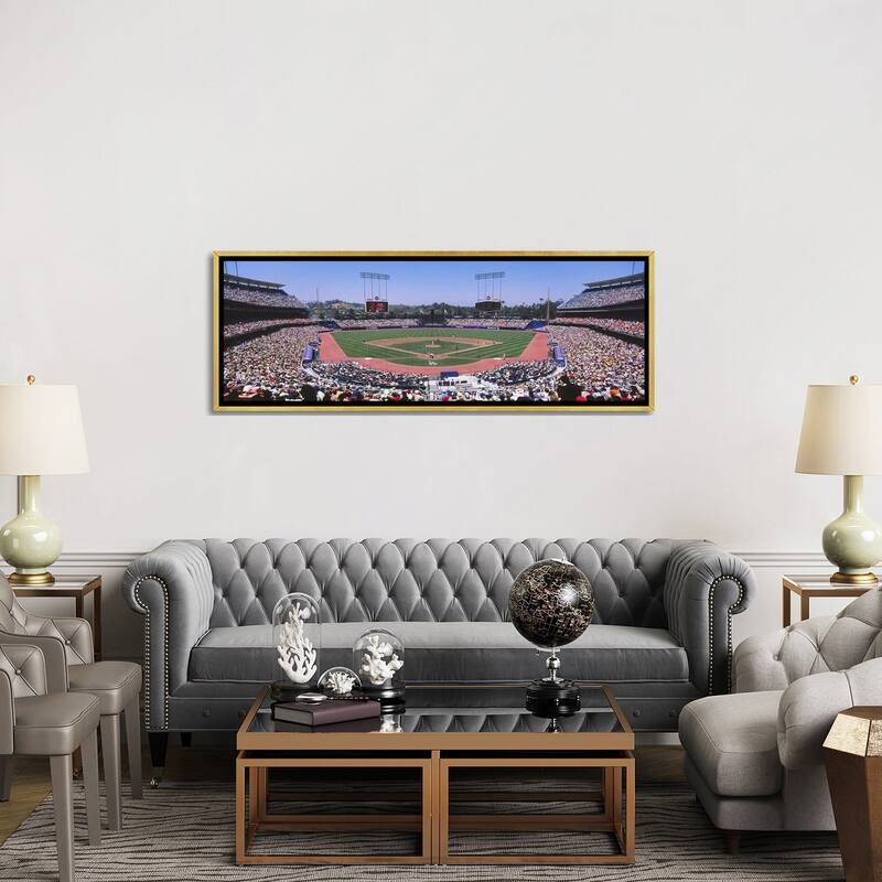 iCanvas "Dodgers vs. Angels, Dodger Stadium, Los Angeles, California, USA" by Panoramic Images Framed Canvas Print