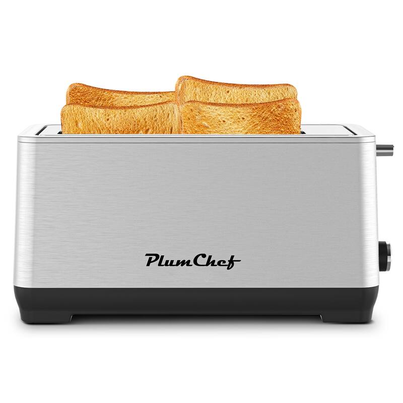Anmytek 4 Slice Extra Wide Long Slot Stainless Steel Toaster with Warming Rack 1500W