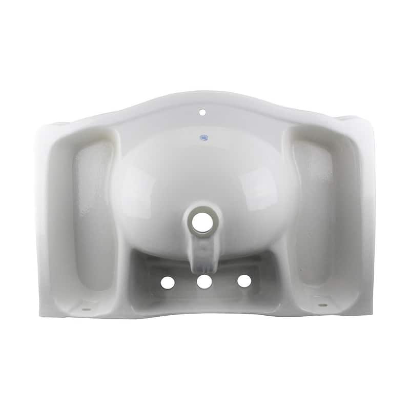 Darbyshire White Pedestal Sink with 8" Widespread Faucet Holes and Overflow (Set of 2) - N/A